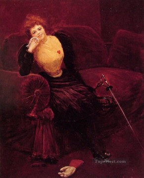 Une escrimeuse mujer esgrimista Jean Beraud Pinturas al óleo